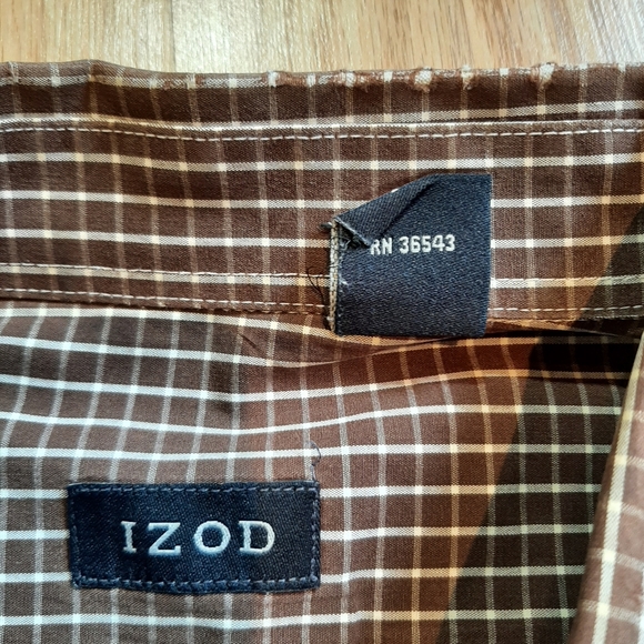 Izod Check Long Sleeve Button Down Dress Shirt - Picture 4 of 5